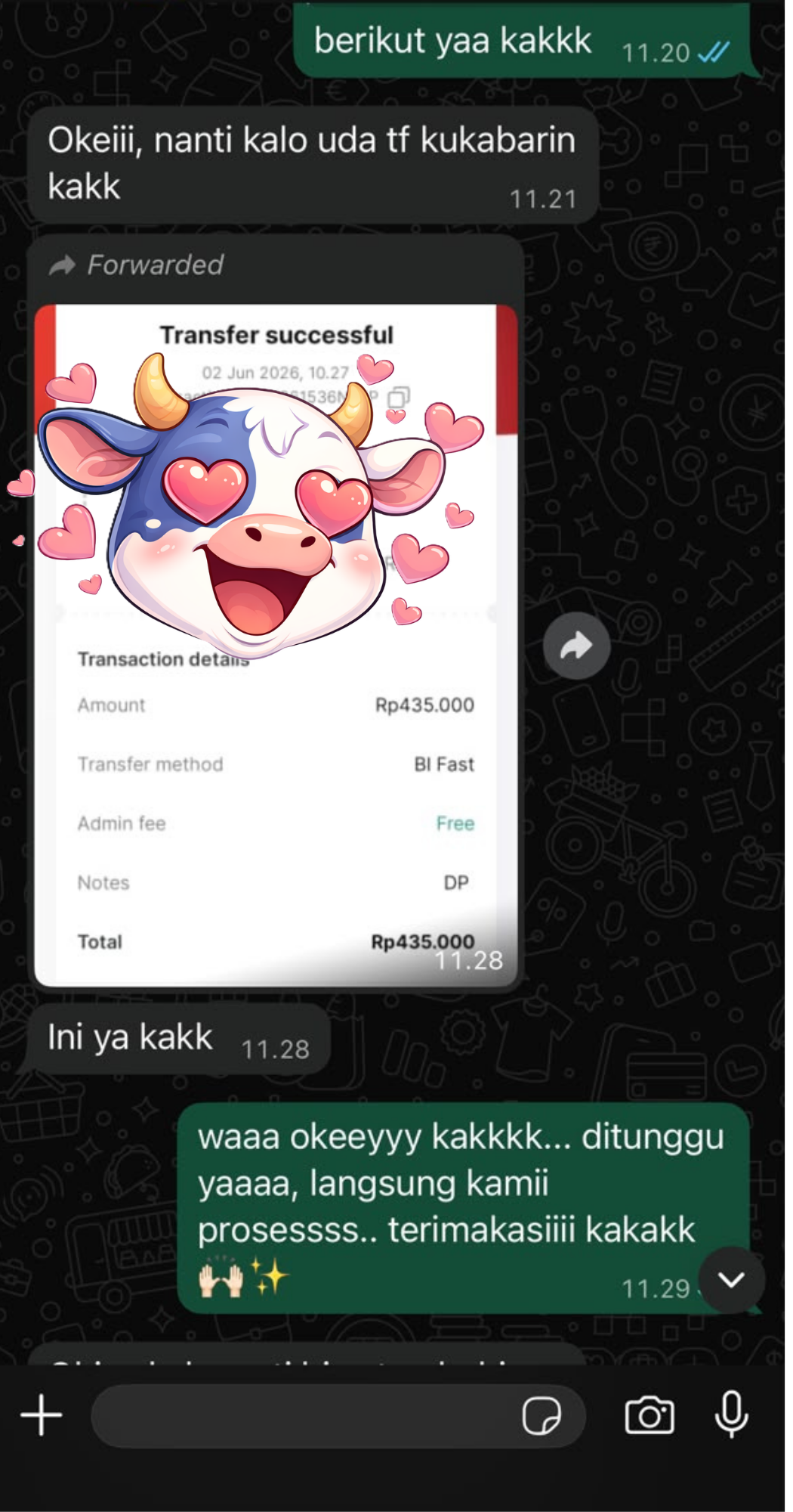 Bukti transfer DP Project Katalog Rp435.000