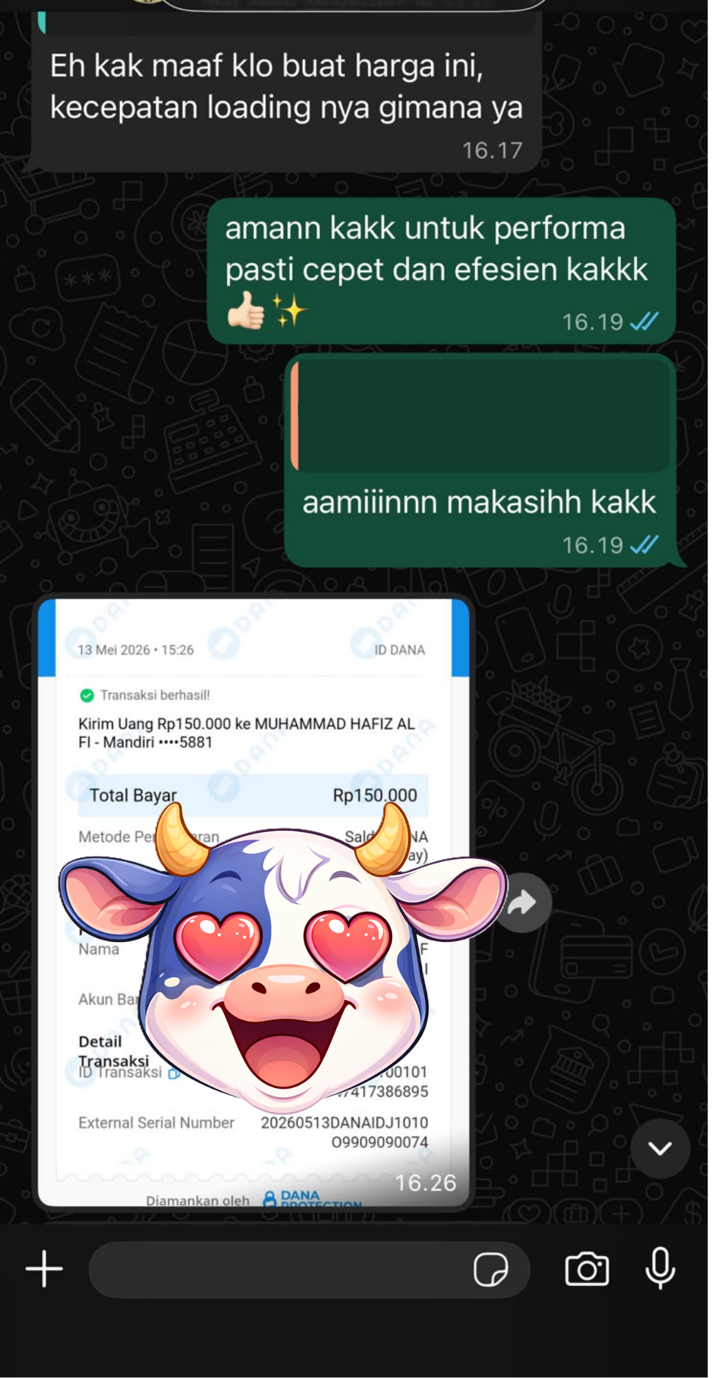 Bukti transfer Website Landing Page Rp150.000